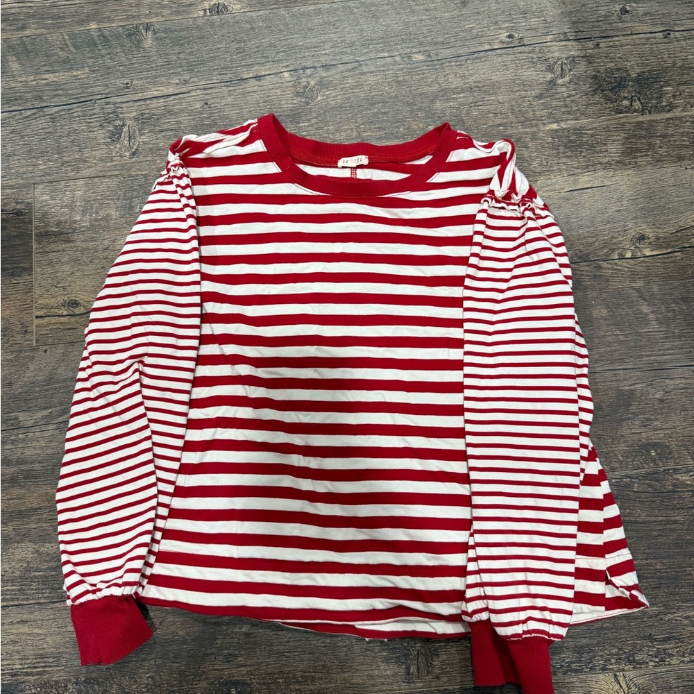 JODIFL Red & White Striped Long Sleeve Top
